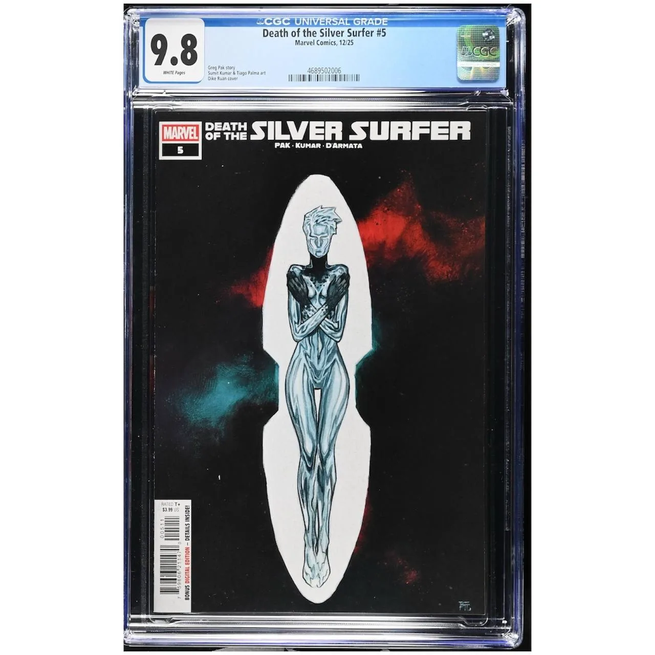 Death of the Silver Surfer #5 CGC Blue Label 9.8 -key issue Death of Silver Surfer-1st cover appearance of Kelly Koh as the Silver Surfer - Marvel - image 1
